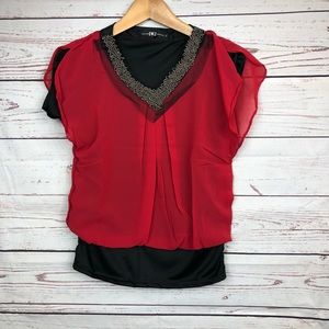 💖BLOUSE💝 Red and Black Blouse Size Large